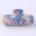 Molla per capelli in acetato da donna, motivo marmo blu pastello e rosa accessorio - Stile Rettangolare Geometrico Motivo Marmo Multicolore Macaron