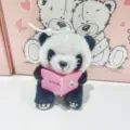 Süßes Panda Plüschtier Anhänger mit rosa Buch Plüschpuppe für Rucksack Dekoration - Rosa / 12 cm Kugelkette