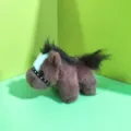 Brown pony plush toy detail showing soft fur, mane and cute studded halter design. - Bead Chain Style / Dark Brown