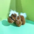 Cute plush horse keychain detail, soft brown pony pendant with white mane for bags. - Bead Chain Style / Yellow