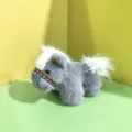 Cute grey plush horse keychain pendant with white mane tail and brown studded halter accessory. - Keychain Style / Gray
