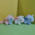 Cute pastel unicorn plush keychain, soft stuffed animal bag charm and fluffy pony pendant. - 12cm Bead Chain / Mixed Colors