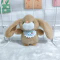 Schattige pluche konijnen hanger met kersen slabbertje, zacht knuffel tasaccessoire. - Gewone kralenketting van 12 cm / Geel