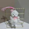 Cute white sheep plush toy pendant with pink scarf and hat for bag charm and lovely gift. - 15cm / Pink