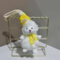 Cute white sheep plush toy keychain with yellow knit hat and scarf, perfect bag charm gift. - 15cm / Yellow