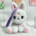 Süßer Plüsch Kaninchen Schlüsselanhänger für Tasche mit stilvoller Quaste und feiner Blumenstickerei. - Kugelkette / Lila