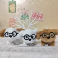 Leuke puppy pluche sleutelhanger met ronde bril, tas hanger gedetailleerde weergave. - Gemengde Partij