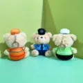 Police bear plush keychain cute cartoon bag charm soft stuffed animal toy accessories - Custom Logo (Contact Customer Service) / 14cm Flat Ring