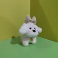 Simpatico ciondolo cucciolo in peluche con fiocco e campanello, giocattolo morbido per borsa. - Anello diviso piatto da 12 cm / Rosa