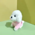 Schattig pluche hond speelgoed sleutelhanger met roze jurk zachte knuffel pop cadeautje - Roze / 12 cm kralenketting