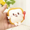 Cute plush toast bread keychain pendant, soft cartoon doll bag accessory for daily use. - Bread
