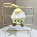 Cute plush toy keychain with lemon decor, fluffy dessert design, soft bag pendant charm. - Green