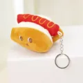 Plush hot dog keychain cute bread doll bag pendant closeup view soft material charm - Hot Dog