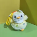Simpatico ciondolo bambola pinguino in peluche con gonna di tulle giallo, portachiavi da borsa morbido. - Corda Colorata da 12cm / Giallo