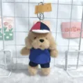 Cute plush puppy keychain with uniform hat and clothes, ideal bag hanging ornament toy. - 15cm / Blue