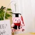 Rosa Doktor Bär Plüsch Schlüsselanhänger, süßer gefüllter Teddybär Anhänger für Geschenke. - 12cm / Rosa Abschluss-Bär