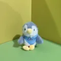 Cute plush penguin keychain with blue scarf, soft stuffed animal bag pendant and toy. - 12cm Flat Split Ring / Gray