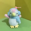 Close-up detail of the cute plush penguin pendant showcasing soft fabric and cute earmuff design. - 12cm Elastic Cords / Pink