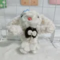 Cute lop-eared rabbit plush pendant fluffy bunny keychain bag charm sweet girl gift detail view - 15cm Gold Keychain / Blue Scrunchie