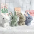 Fluffy plush bunny toy pendant detail, soft cute rabbit bag charm keychain decoration - Mixed Batch