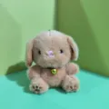 Cute brown puppy plush pendant with golden bell, soft toy keychain for bags and keys. - 12cm Bead Chain / Coffee