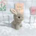 Simulation rabbit plush toy bag pendant cute fluffy doll keychain ornament stuffed gift toy - 12cm Ordinary Bead Chain / Brown