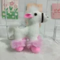 Plush horse toy cute pink white stuffed animal keychain bag pendant fluffy doll accessory - Without Saddle / White