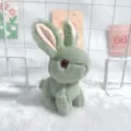 Cute green plush bunny toy keychain pendant, fluffy rabbit doll for bag hanging ornament. - 12cm Ordinary Bead Chain / Green