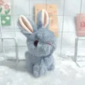 Fluffy simulation rabbit plush toy keychain cute grey bunny bag pendant doll ornament - 12cm Ordinary Bead Chain / Gray