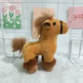 Cute simulation horse plush toy doll keychain pendant fluffy bag charm cute stuffed animal toy - Without Saddle / Light Coffee