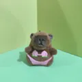 Cute capybara plush pendant toy wearing a funny pink bikini, soft stuffed doll keychain. - Pink / 12cm Bead Chain