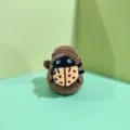 Cute capybara plush toy with ladybug backpack keychain, soft stuffed animal bag accessory. - 12cm Bead Chain / Yellow