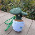 Cute potted plant plush toy pendant, detailed close-up showing soft texture and green strap. - Monstera