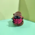 Cute capybara plush toy keychain with a lovely red ladybug backpack, soft stuffed doll. - 12cm Bead Chain / Red
