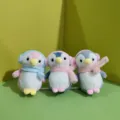 Cute plush penguin pendant doll with headphones and scarf, sweet bag charm, soft toy keychain. - 12cm Flat Split Ring / Mixed Assortment