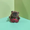 Cute capybara plush toy pendant wearing a lovely strawberry bikini doll accessory. - Red / 12cm Bead Chain