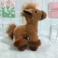 Cute brown plush horse toy detail, soft stuffed pony doll with mane and tail for bag decor. - Without Saddle / Medium Coffee