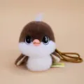 Cute fluffy titmouse plush doll pendant detail view, soft plush material, great cute gift. - Titmouse - Brown