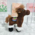 Cute plush toy horse pendant fluffy pony keychain bag accessory soft doll decoration item - Saddle / Dark Coffee