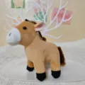 Detailed view of cute plush horse keychain, brown pony soft toy pendant for bag decoration. - 12cm Ordinary Bead Chain / Yellow
