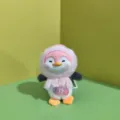 Cute plush penguin pendant vinyl silicone kawaii toy bag charm keychain cartoon doll fluffy - Bead Chain Style / Light Pink
