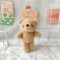 Cute brown plush bear keychain fluffy doll toy bag hanging ornament soft plush animal charm. - Brown Bare Bear