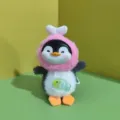 Cute cartoon penguin plush pendant detail, soft vinyl and plush toy bag keychain accessory. - Bead Chain Style / Deep Pink