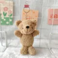 Cute fluffy brown bear keychain plush toy bag charm cartoon doll pendant for women girls. - Grey Teddy Fleece Naked Bear