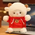 Simpatico peluche di agnello con felpa con cappuccio rossa morbida bambola regalo - Stile Felpa con Cappuccio Rossa