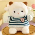 Grazioso peluche pecora con maglione a righe blu, morbido bambolotto giocattolo regalo. - Stile Maglione Blu