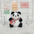 Süßer Cartoon Panda Plüsch Anhänger niedliches Kuscheltier Rucksack Puppe Schlüsselanhänger Geschenk - Rosa Gitarre