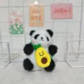 Cute cartoon giant panda plush pendant with avocado bag doll keychain gift decoration. - 12cm Gold Lobster Clasp / Holding Avocado