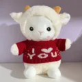 Simpatico peluche pecora con maglione rosso, morbida bambola regalo per ragazze e bimbi. - Modello maglione "I Love You"