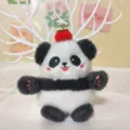 Süßer Panda Plüsch Schlüsselanhänger, weiches Stofftier Cartoon Anhänger für Rucksack. - Persimone Rot